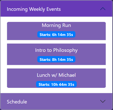 personal schedule